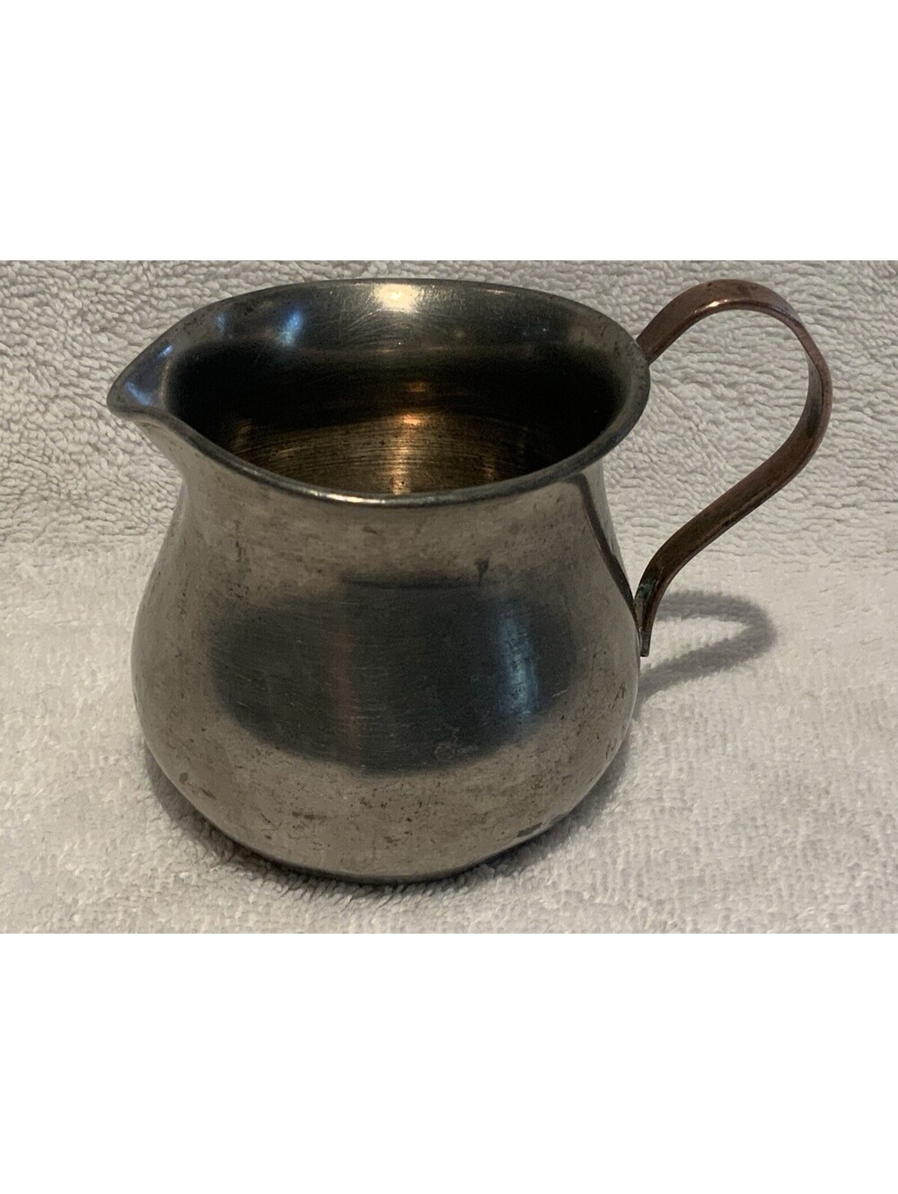 Vintage Old English Genuine Pewter with Copper Handle Creamer Jug